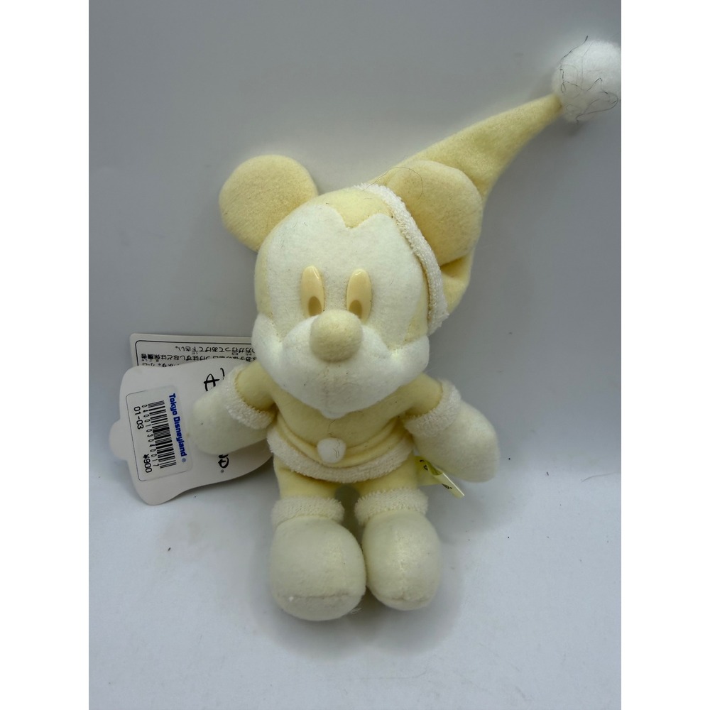 Tokyo Disneyland Mickey Mouse Christmas Plush Badge Cream Yellow Holiday Vintage